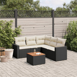 6-Delige Loungeset Met Kussens Poly Rattan Zwart