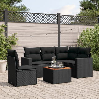 6-Delige Loungeset Met Kussens Poly Rattan Zwart