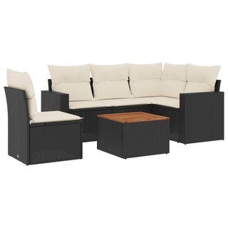 6-Delige Loungeset Met Kussens Poly Rattan Zwart