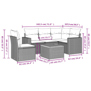 6-Delige Loungeset Met Kussens Poly Rattan Zwart