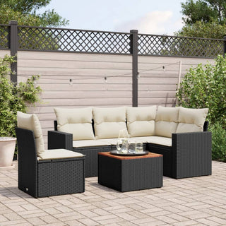 6-Delige Loungeset Met Kussens Poly Rattan Zwart