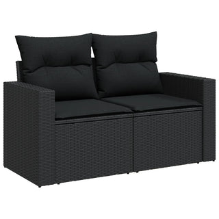 9-Delige Loungeset Met Kussens Poly Rattan Zwart