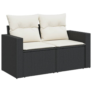 7-Delige Loungeset Met Kussens Poly Rattan Zwart