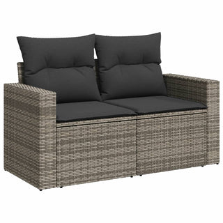 7-Delige Loungeset Met Kussens Poly Rattan Grijs