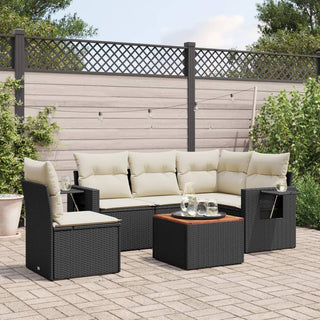 6-Delige Loungeset Met Kussens Poly Rattan Zwart