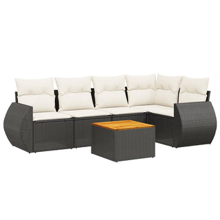 6-Delige Loungeset Met Kussens Poly Rattan Zwart