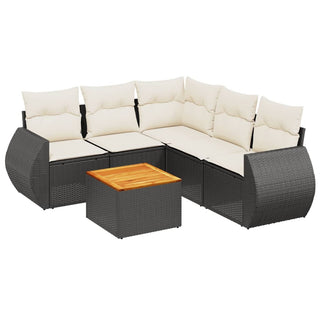 6-Delige Loungeset Met Kussens Poly Rattan Zwart