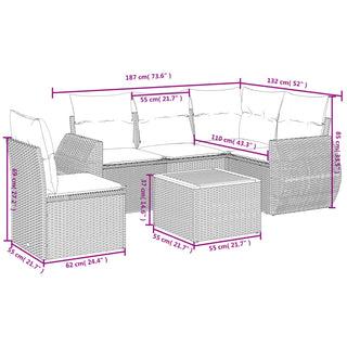 6-Delige Loungeset Met Kussens Poly Rattan Grijs