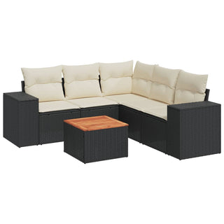 6-Delige Loungeset Met Kussens Poly Rattan Zwart