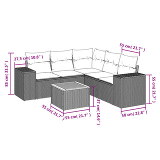 6-Delige Loungeset Met Kussens Poly Rattan Zwart