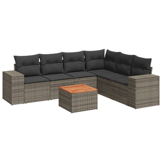 7-Delige Loungeset Met Kussens Poly Rattan Grijs