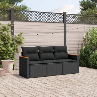 3-Delige Loungeset Met Kussens Poly Rattan