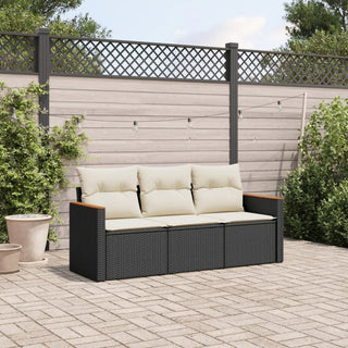 3-Delige Loungeset Met Kussens Poly Rattan