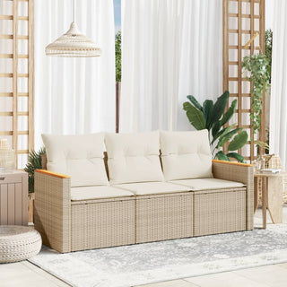 3-Delige Loungeset Met Kussens Poly Rattan