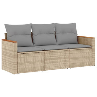 3-Delige Loungeset Met Kussens Poly Rattan