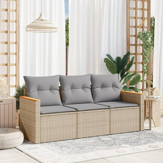 3-Delige Loungeset Met Kussens Poly Rattan