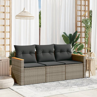 3-Delige Loungeset Met Kussens Poly Rattan