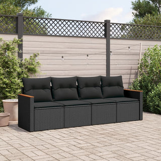 4-Delige Loungeset Met Kussens Poly Rattan