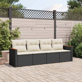 4-Delige Loungeset Met Kussens Poly Rattan