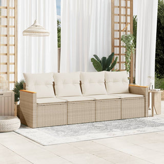 4-Delige Loungeset Met Kussens Poly Rattan