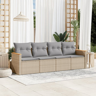 4-Delige Loungeset Met Kussens Poly Rattan