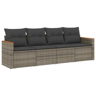 4-Delige Loungeset Met Kussens Poly Rattan