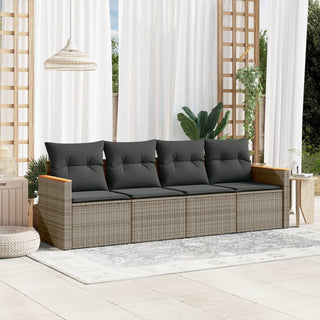 4-Delige Loungeset Met Kussens Poly Rattan