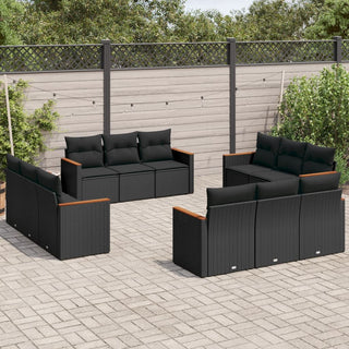 12-Delige Loungeset Met Kussens Poly Rattan Beige