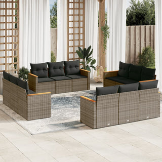 12-Delige Loungeset Met Kussens Poly Rattan Beige