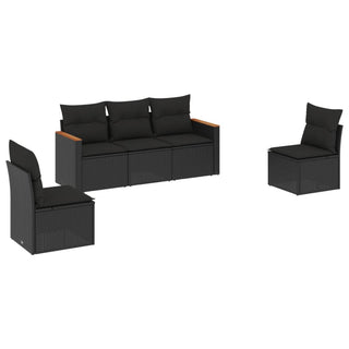 5-Delige Loungeset Met Kussens Poly Rattan