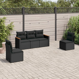 5-Delige Loungeset Met Kussens Poly Rattan