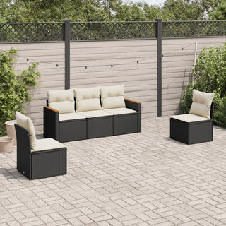 5-Delige Loungeset Met Kussens Poly Rattan