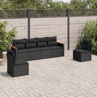 6-Delige Loungeset Met Kussens Poly Rattan