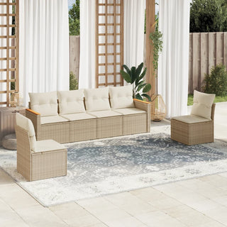 6-Delige Loungeset Met Kussens Poly Rattan