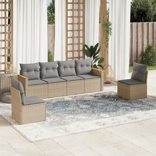 6-Delige Loungeset Met Kussens Poly Rattan