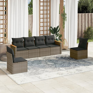 6-Delige Loungeset Met Kussens Poly Rattan