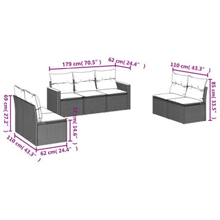 7-Delige Loungeset Met Kussens Poly Rattan