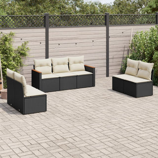 7-Delige Loungeset Met Kussens Poly Rattan