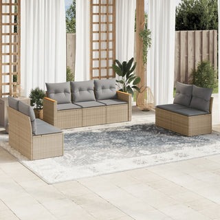 7-Delige Loungeset Met Kussens Poly Rattan