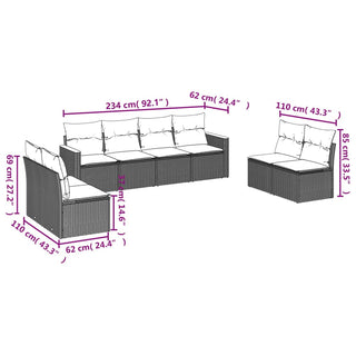 8-Delige Loungeset Met Kussens Poly Rattan