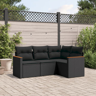 4-Delige Loungeset Met Kussens Poly Rattan