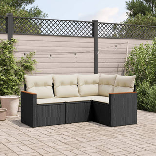 4-Delige Loungeset Met Kussens Poly Rattan