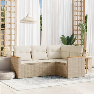 4-Delige Loungeset Met Kussens Poly Rattan