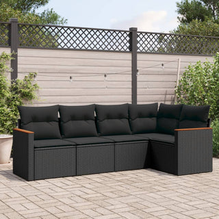 5-Delige Loungeset Met Kussens Poly Rattan Beige