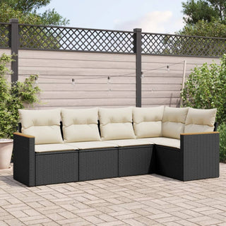 5-Delige Loungeset Met Kussens Poly Rattan Beige