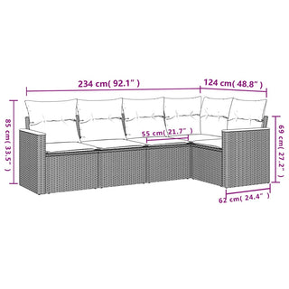 5-Delige Loungeset Met Kussens Poly Rattan Beige