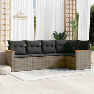 5-Delige Loungeset Met Kussens Poly Rattan Beige