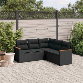 5-Delige Loungeset Met Kussens Poly Rattan