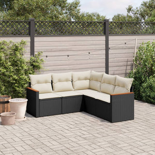 5-Delige Loungeset Met Kussens Poly Rattan