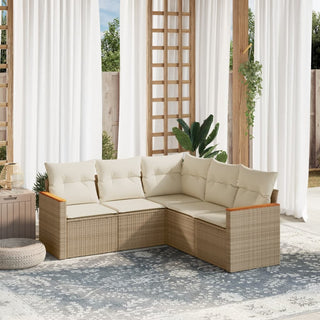 5-Delige Loungeset Met Kussens Poly Rattan